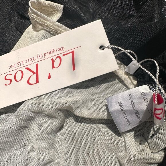 Women's Transparent Mesh Top Black Size S Stretch Decorated Hand Long Sleeves - Picture 8 of 9